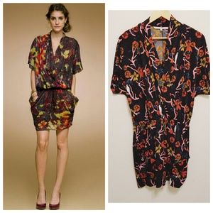 Rachel Roy 24 Hour Draped Dress Bird Floral Print